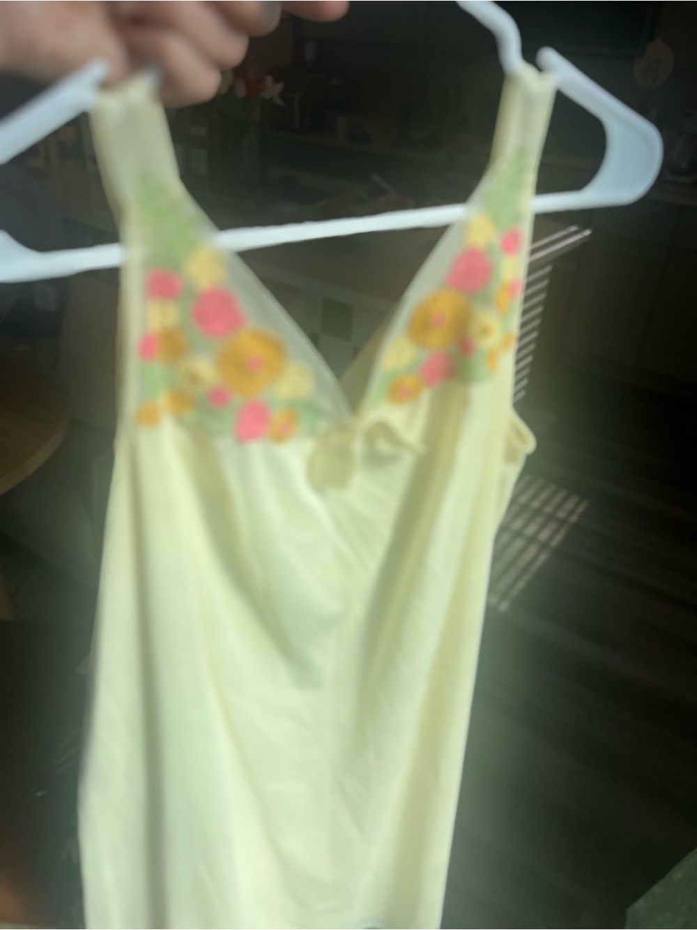 Vintage Cream Slip Chemise with Floral Lace Trim - Picture 5 of 6